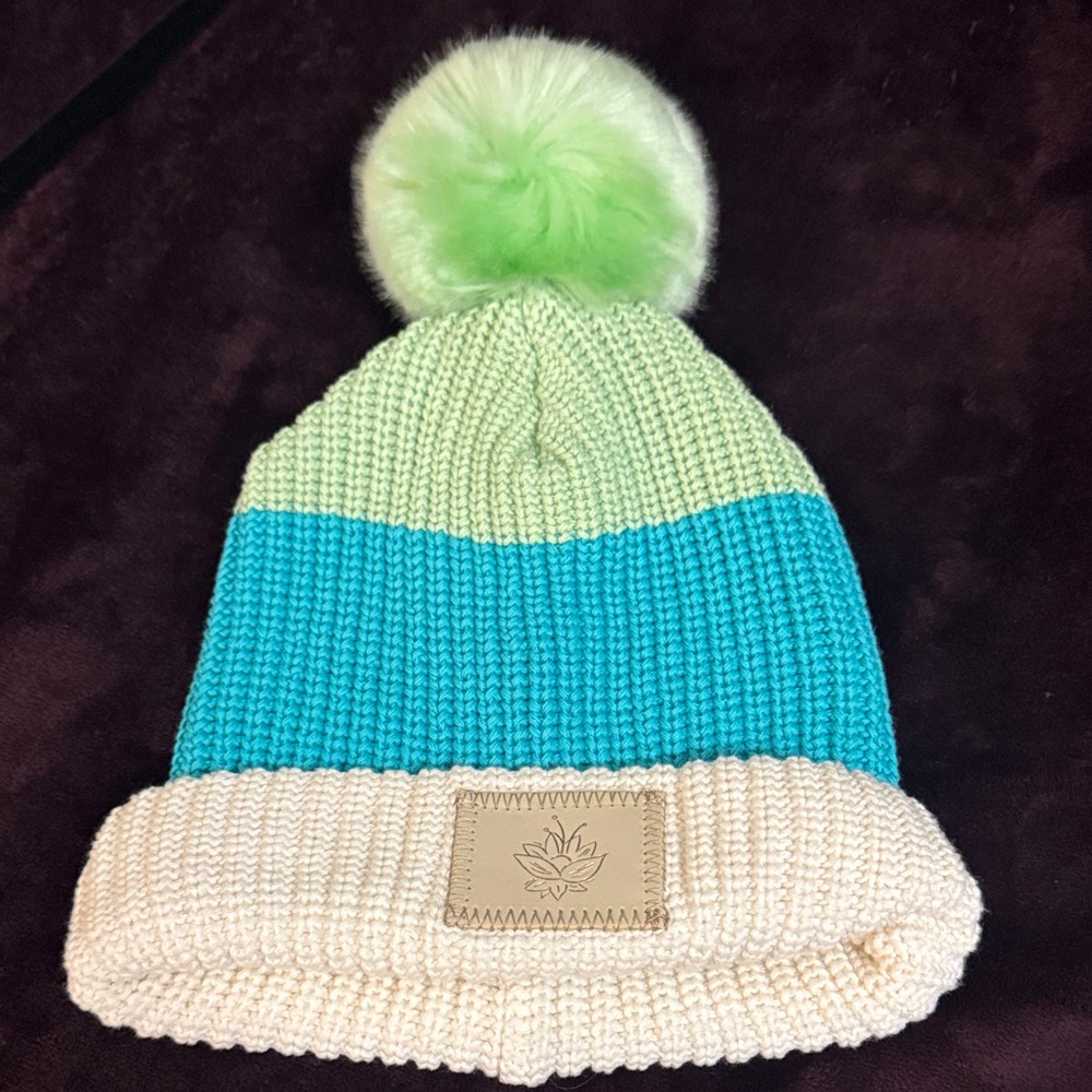 Disney Mint Green and Teal Pom-Pom Hat